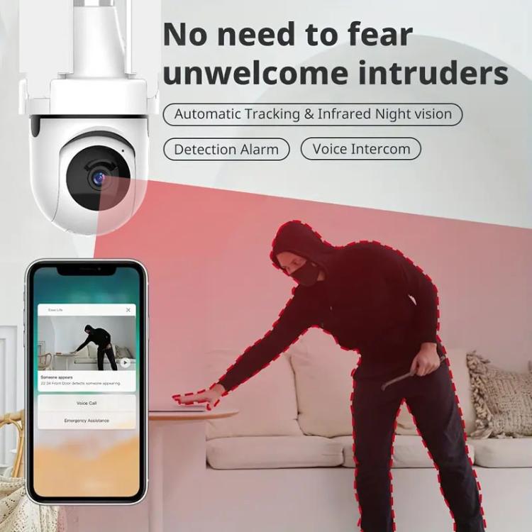 3MP HD Smart Three-Blade Fan Light Bulb Style Wireless WiFi Surveillance Camera, Specification:2.4GHz - White