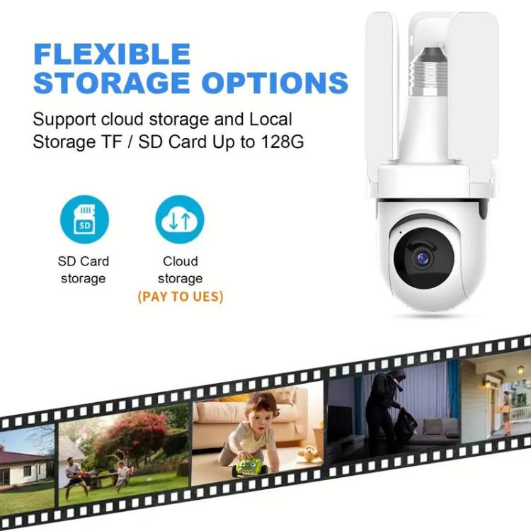 3MP HD Smart Three-Blade Fan Light Bulb Style Wireless WiFi Surveillance Camera, Specification:2.4GHz - White