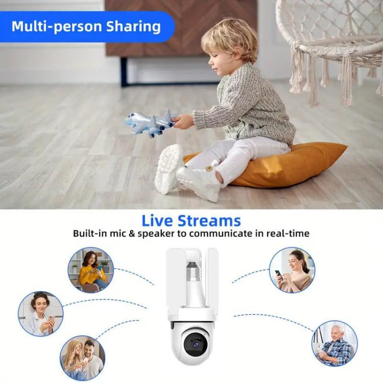3MP HD Smart Three-Blade Fan Light Bulb Style Wireless WiFi Surveillance Camera, Specification:2.4GHz - White