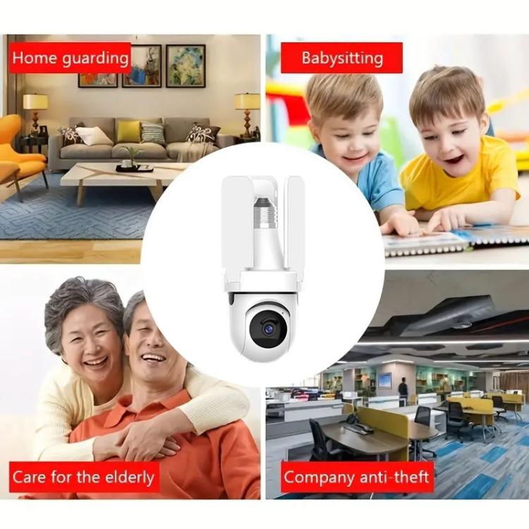 3MP HD Smart Three-Blade Fan Light Bulb Style Wireless WiFi Surveillance Camera, Specification:5.0GHz - White