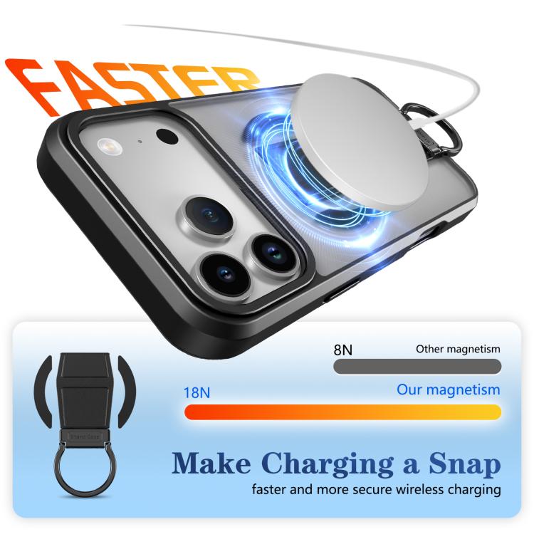 For iPhone 17 Pro Max Skin-Friendly D-Ring Holder Magnetic Shockproof Phone Case