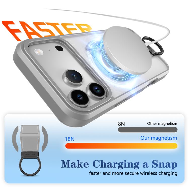 For iPhone 17 Pro Max Skin-Friendly D-Ring Holder Magnetic Shockproof Phone Case