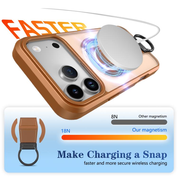 For iPhone 17 Pro Max Skin-Friendly D-Ring Holder Magnetic Shockproof Phone Case