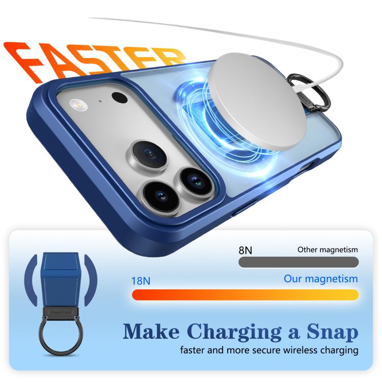 For iPhone 17 Pro Max Skin-Friendly D-Ring Holder Magnetic Shockproof Phone Case