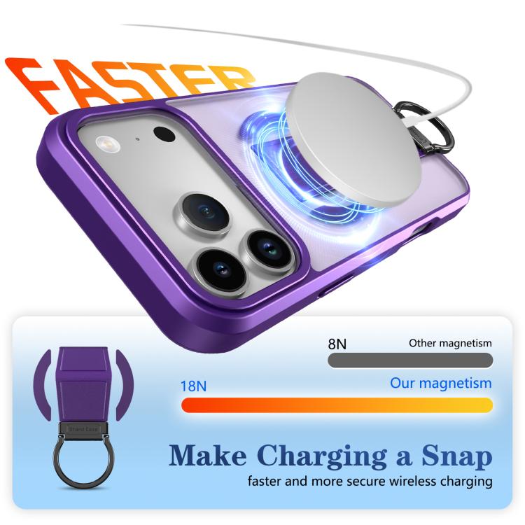 For iPhone 17 Pro Max Skin-Friendly D-Ring Holder Magnetic Shockproof Phone Case