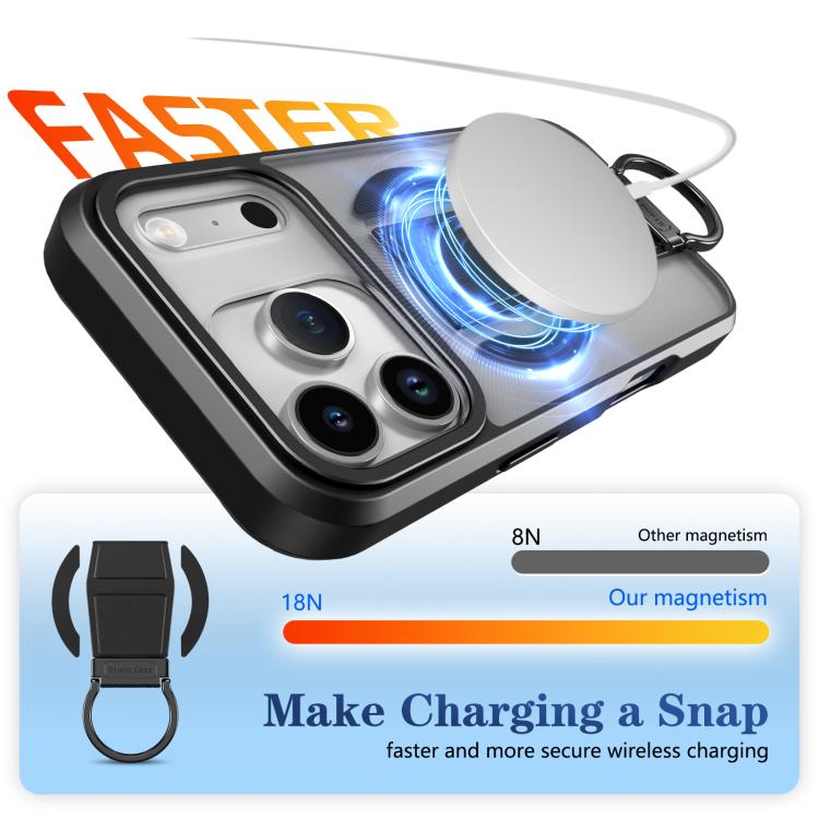 For iPhone 17 Pro Skin-Friendly D-Ring Holder Magnetic Shockproof Phone Case