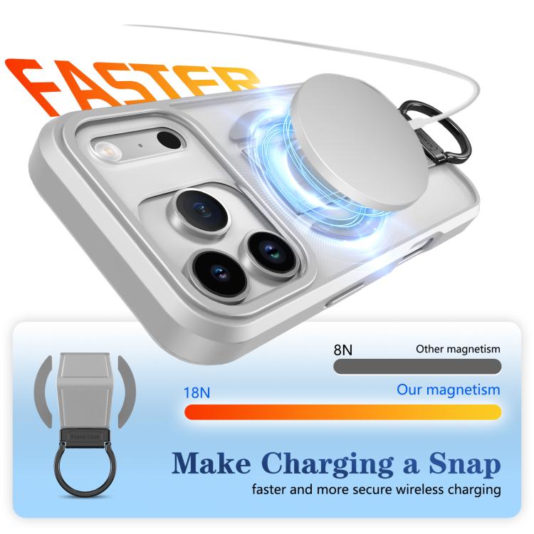 For iPhone 17 Pro Skin-Friendly D-Ring Holder Magnetic Shockproof Phone Case