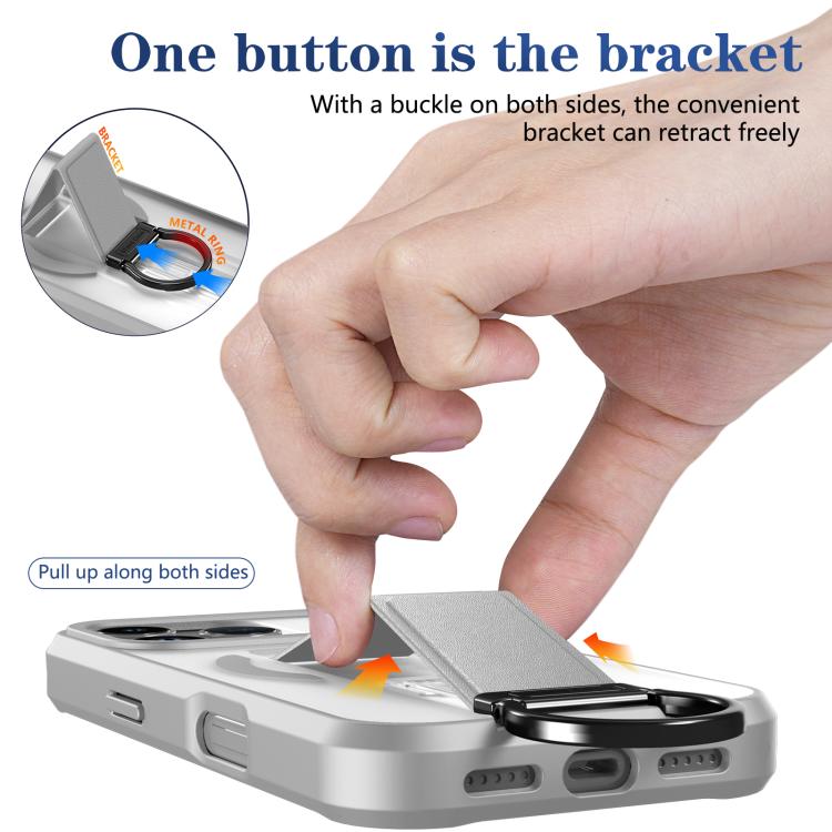 For iPhone 17 Pro Skin-Friendly D-Ring Holder Magnetic Shockproof Phone Case