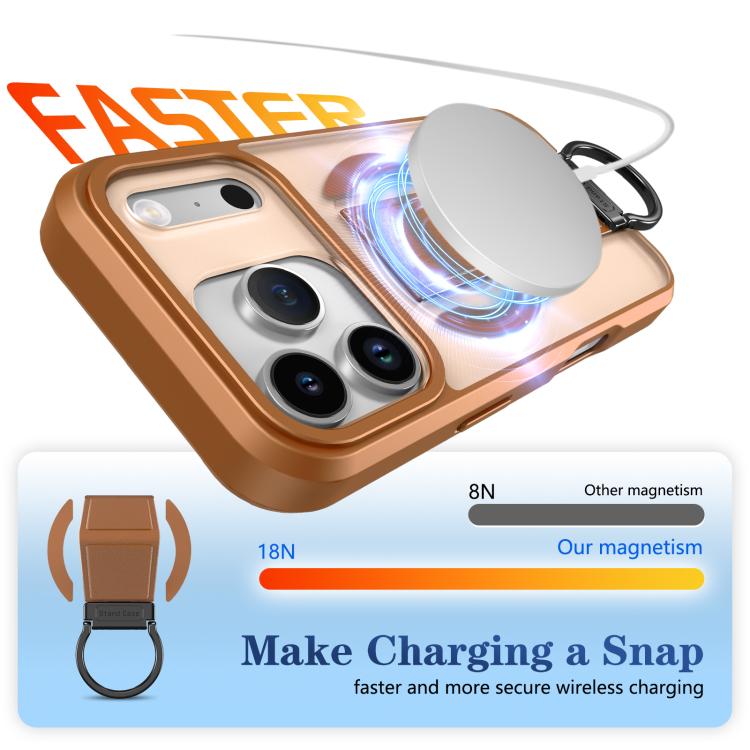 For iPhone 17 Pro Skin-Friendly D-Ring Holder Magnetic Shockproof Phone Case