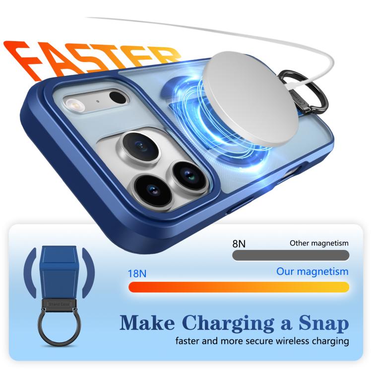For iPhone 17 Pro Skin-Friendly D-Ring Holder Magnetic Shockproof Phone Case