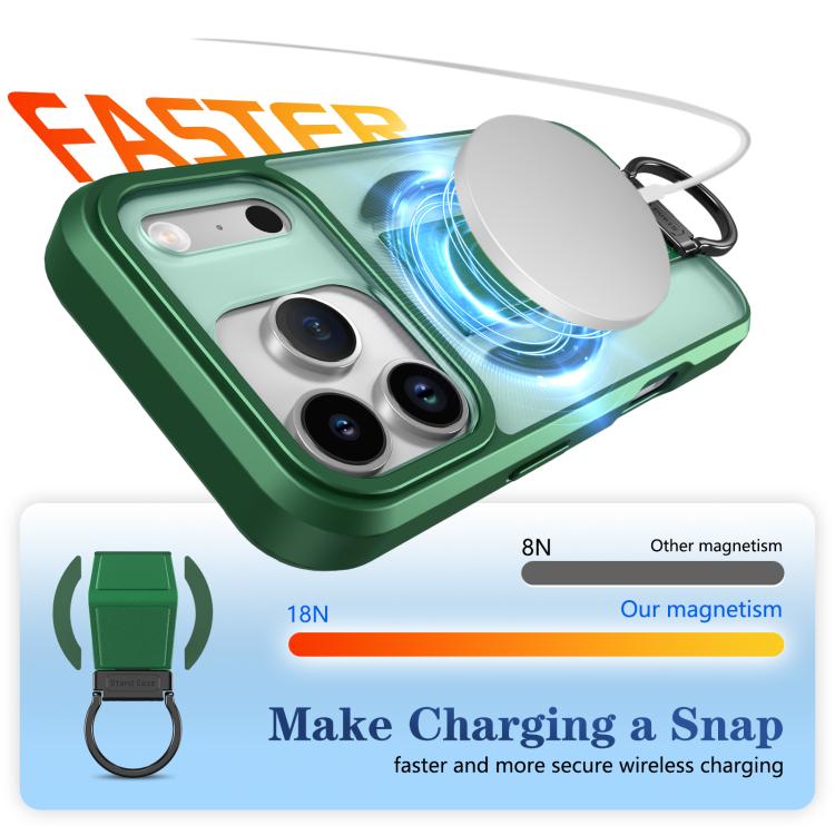 For iPhone 17 Pro Skin-Friendly D-Ring Holder Magnetic Shockproof Phone Case