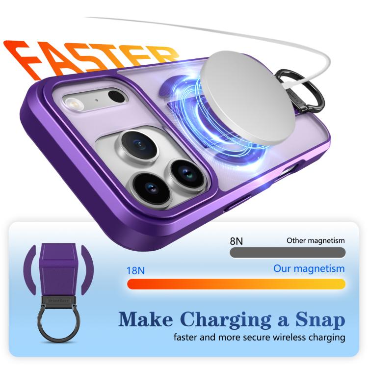 For iPhone 17 Pro Skin-Friendly D-Ring Holder Magnetic Shockproof Phone Case