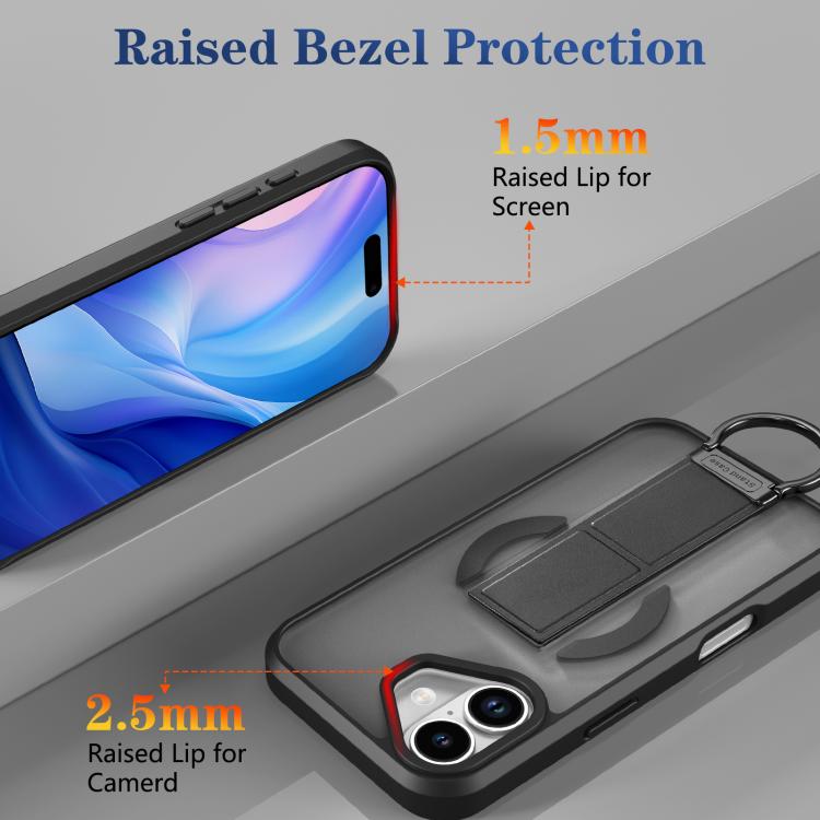 For iPhone 17 Skin-Friendly D-Ring Holder Magnetic Shockproof Phone Case