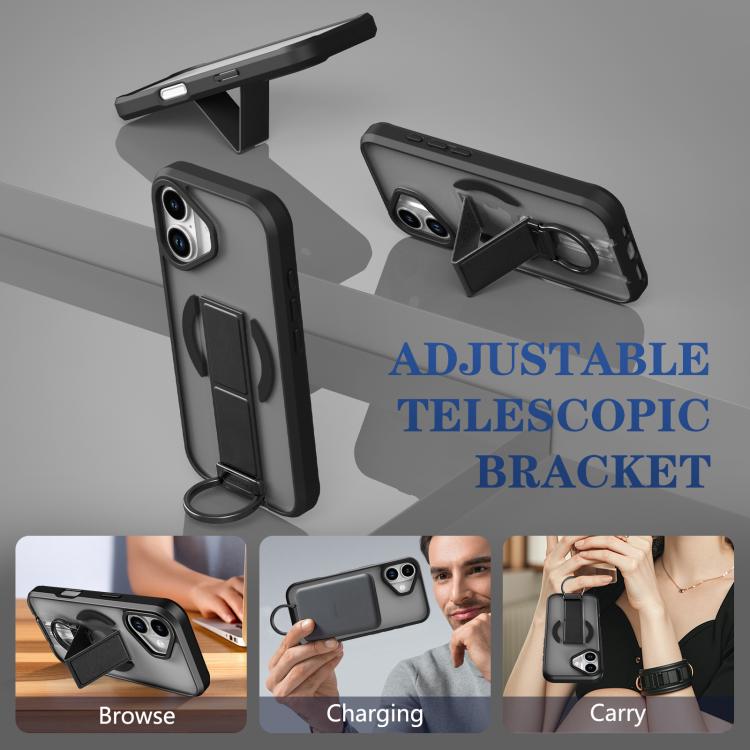 For iPhone 17 Skin-Friendly D-Ring Holder Magnetic Shockproof Phone Case