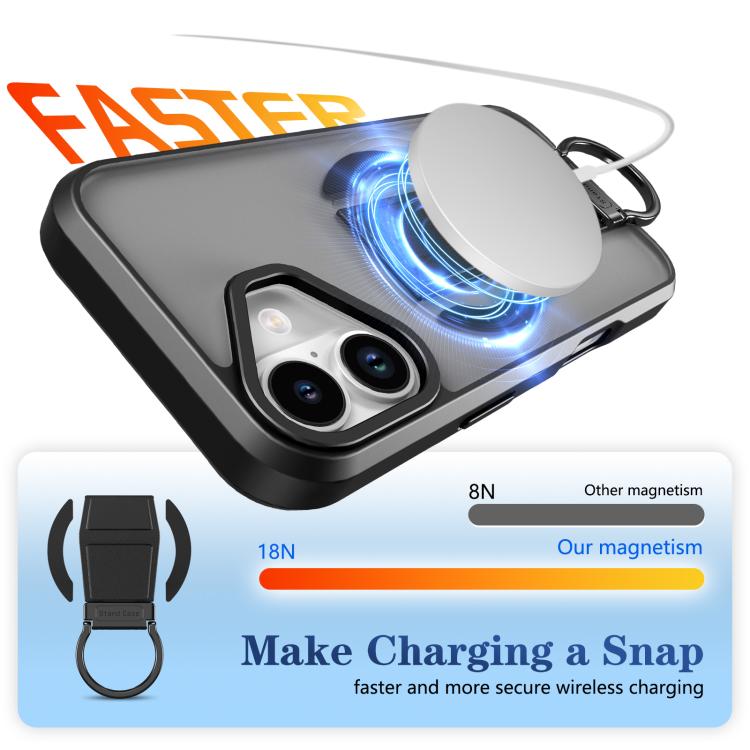 For iPhone 17 Skin-Friendly D-Ring Holder Magnetic Shockproof Phone Case