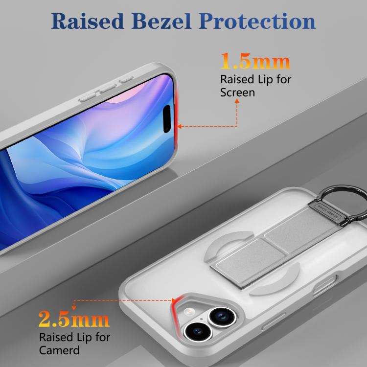 For iPhone 17 Skin-Friendly D-Ring Holder Magnetic Shockproof Phone Case