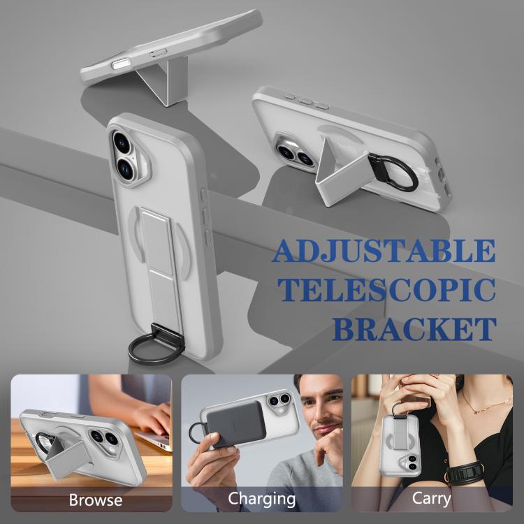 For iPhone 17 Skin-Friendly D-Ring Holder Magnetic Shockproof Phone Case