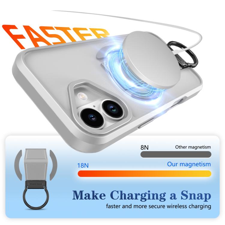 For iPhone 17 Skin-Friendly D-Ring Holder Magnetic Shockproof Phone Case