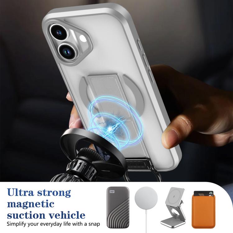 For iPhone 17 Skin-Friendly D-Ring Holder Magnetic Shockproof Phone Case