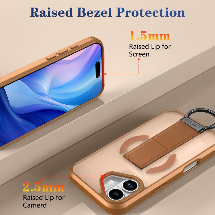 For iPhone 17 Skin-Friendly D-Ring Holder Magnetic Shockproof Phone Case