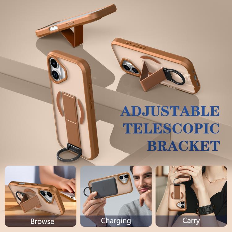 For iPhone 17 Skin-Friendly D-Ring Holder Magnetic Shockproof Phone Case