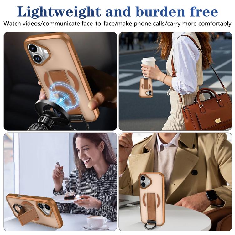 For iPhone 17 Skin-Friendly D-Ring Holder Magnetic Shockproof Phone Case