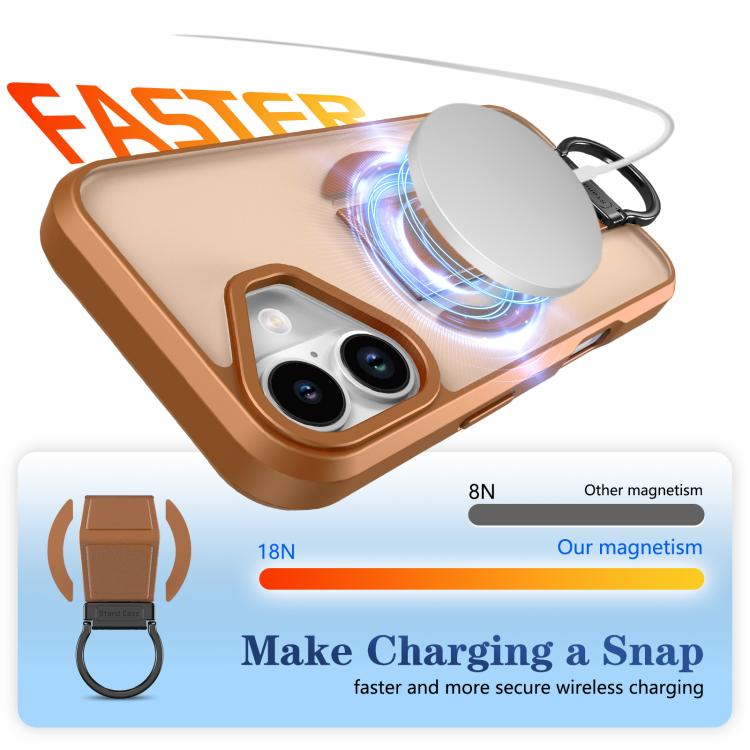 For iPhone 17 Skin-Friendly D-Ring Holder Magnetic Shockproof Phone Case