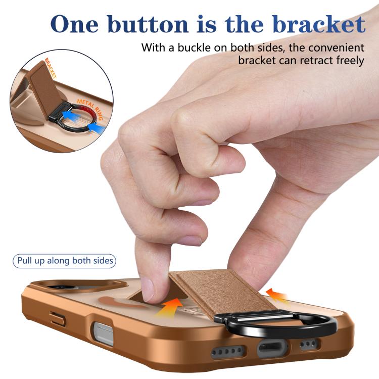For iPhone 17 Skin-Friendly D-Ring Holder Magnetic Shockproof Phone Case