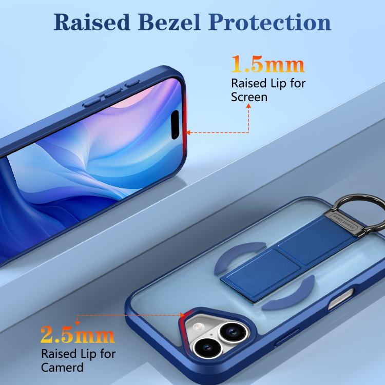 For iPhone 17 Skin-Friendly D-Ring Holder Magnetic Shockproof Phone Case