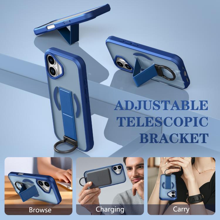 For iPhone 17 Skin-Friendly D-Ring Holder Magnetic Shockproof Phone Case
