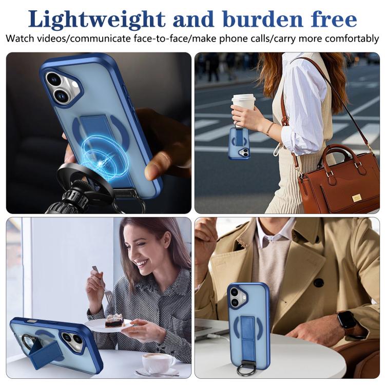 For iPhone 17 Skin-Friendly D-Ring Holder Magnetic Shockproof Phone Case