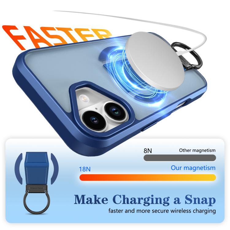 For iPhone 17 Skin-Friendly D-Ring Holder Magnetic Shockproof Phone Case