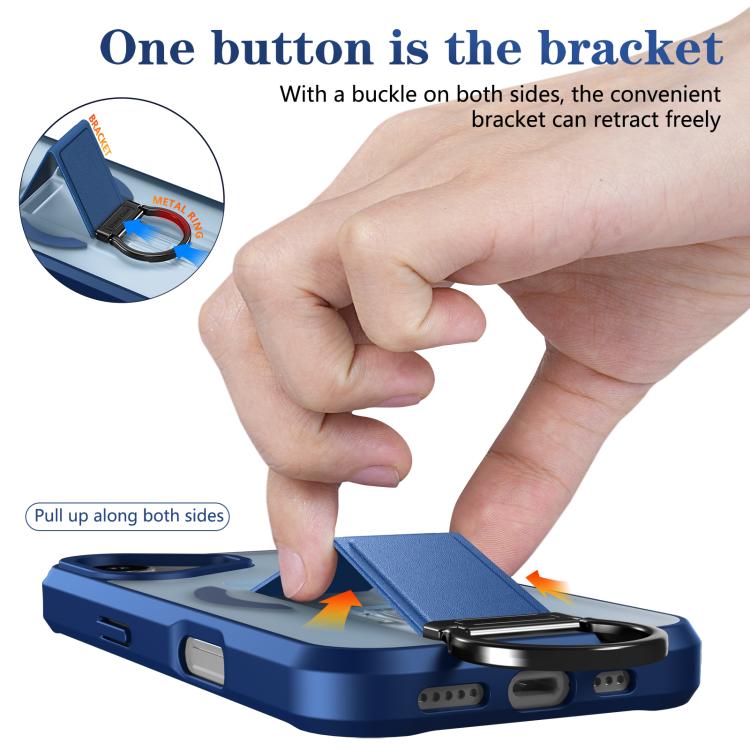 For iPhone 17 Skin-Friendly D-Ring Holder Magnetic Shockproof Phone Case