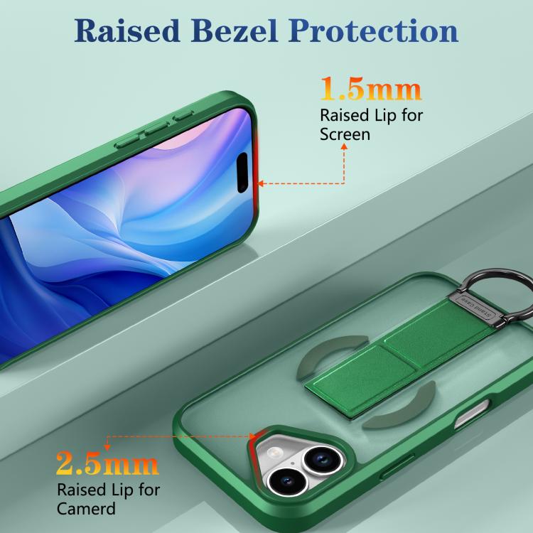 For iPhone 17 Skin-Friendly D-Ring Holder Magnetic Shockproof Phone Case