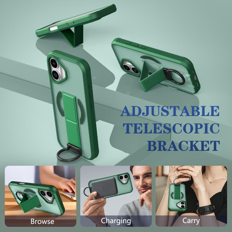 For iPhone 17 Skin-Friendly D-Ring Holder Magnetic Shockproof Phone Case