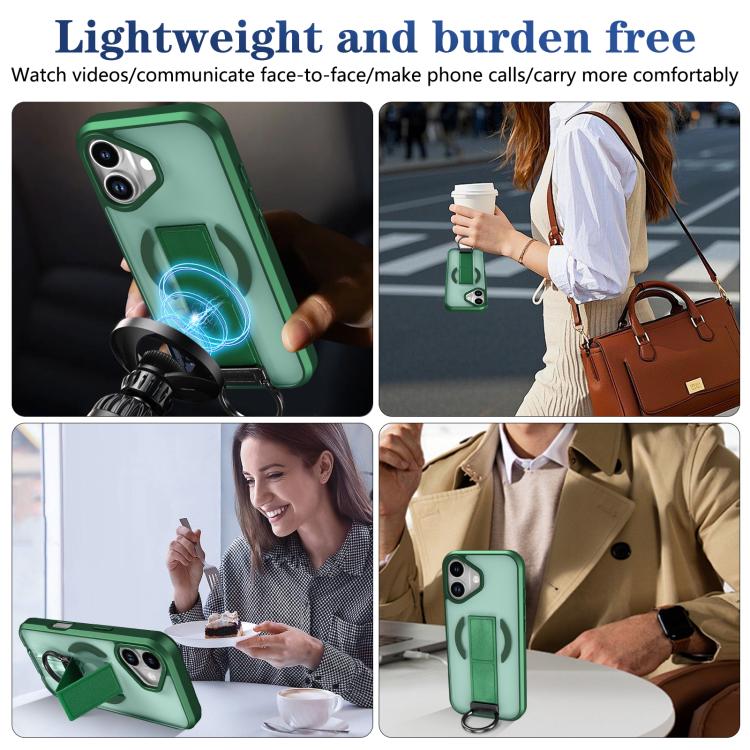 For iPhone 17 Skin-Friendly D-Ring Holder Magnetic Shockproof Phone Case