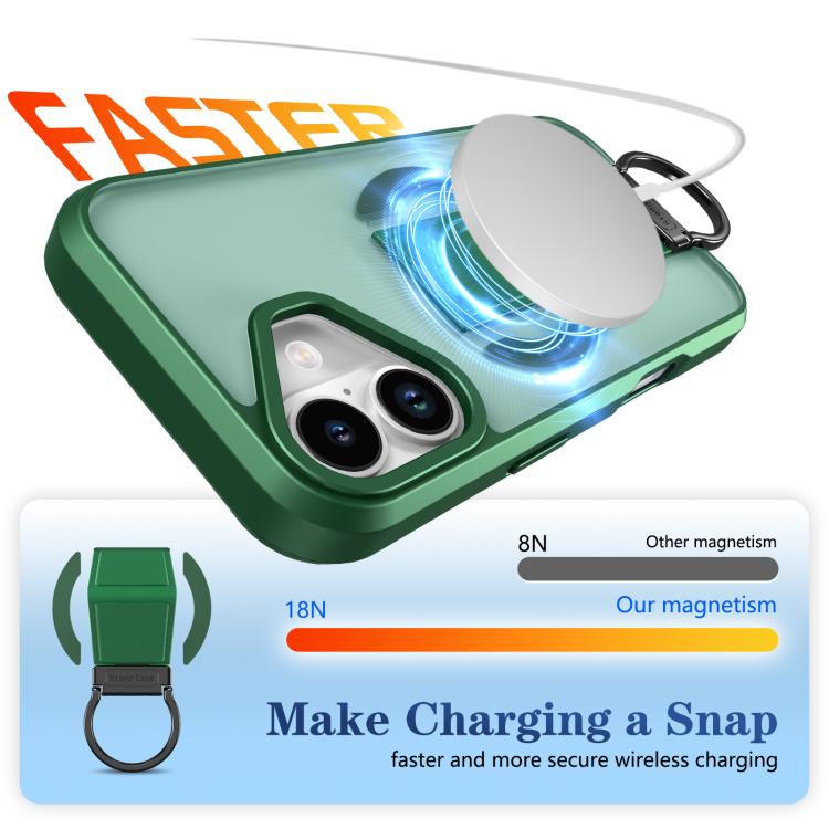 For iPhone 17 Skin-Friendly D-Ring Holder Magnetic Shockproof Phone Case