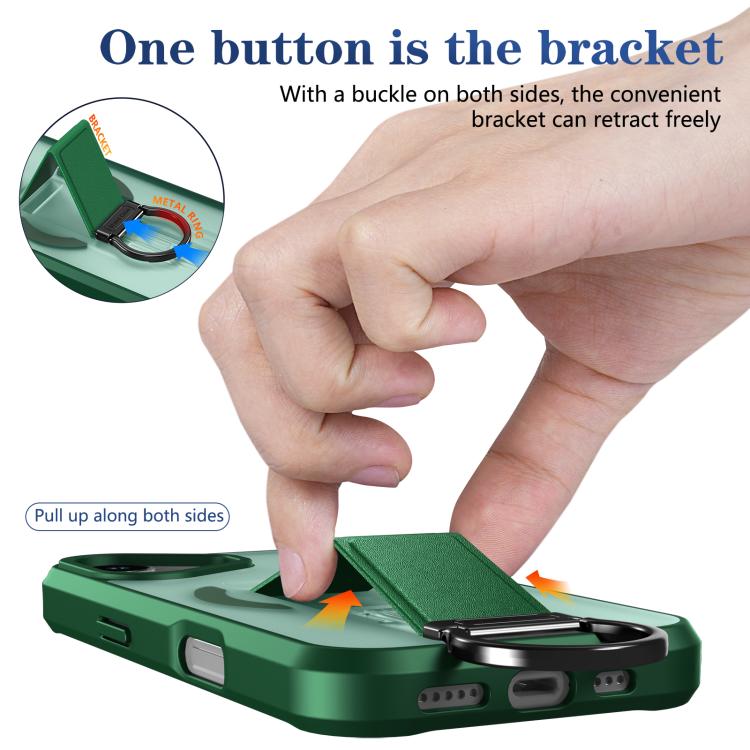 For iPhone 17 Skin-Friendly D-Ring Holder Magnetic Shockproof Phone Case