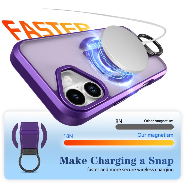 For iPhone 17 Skin-Friendly D-Ring Holder Magnetic Shockproof Phone Case