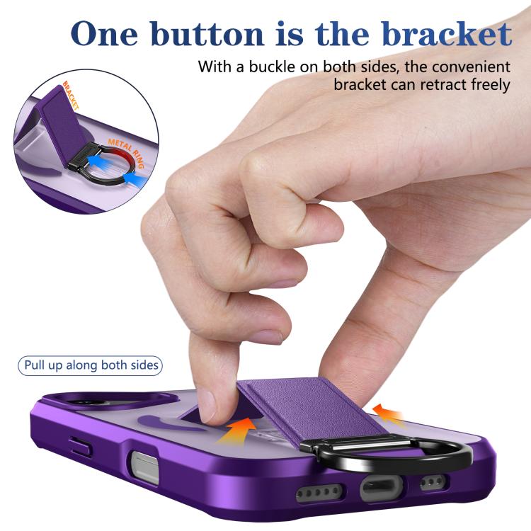 For iPhone 17 Skin-Friendly D-Ring Holder Magnetic Shockproof Phone Case