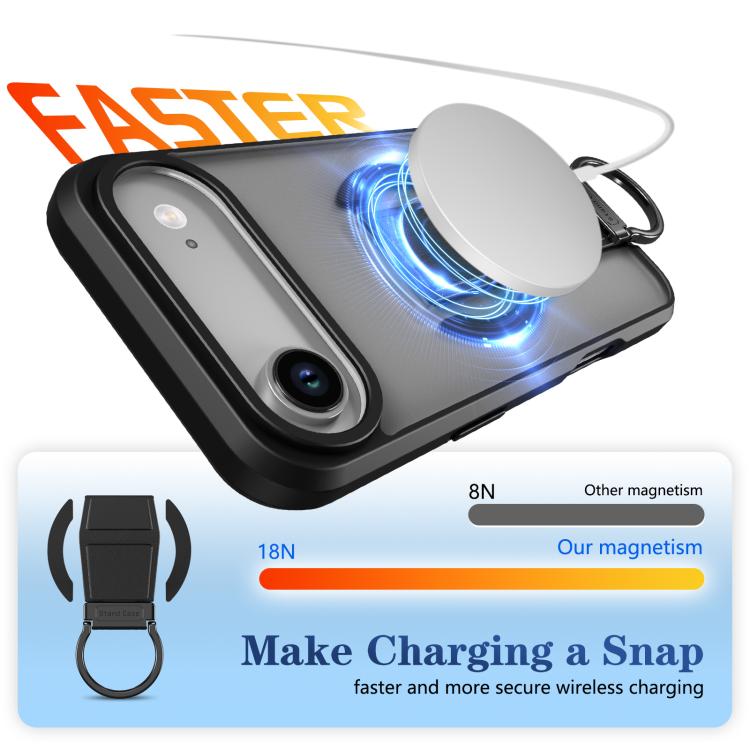 For iPhone Air Skin-Friendly D-Ring Holder Magnetic Shockproof Phone Case