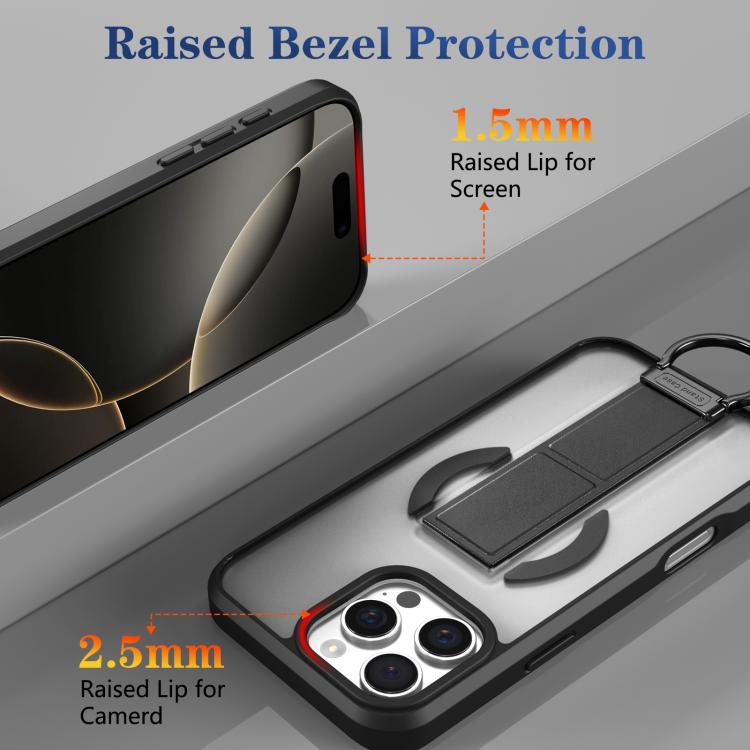 For iPhone 16 Pro Max Skin-Friendly D-Ring Holder Magnetic Shockproof Phone Case