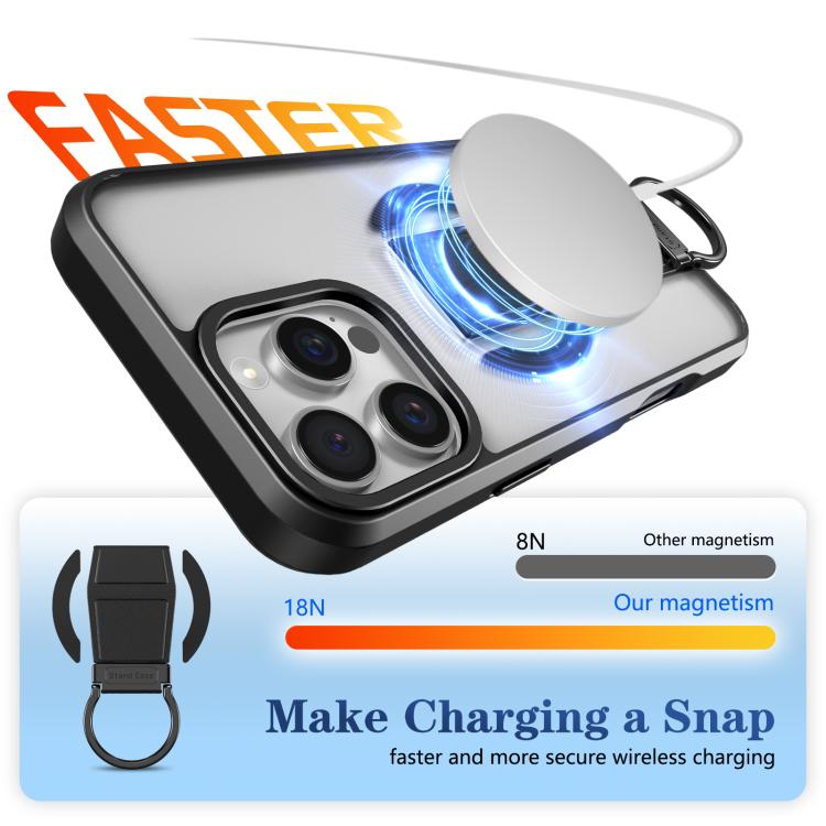 For iPhone 16 Pro Max Skin-Friendly D-Ring Holder Magnetic Shockproof Phone Case