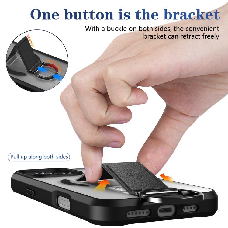 For iPhone 16 Pro Max Skin-Friendly D-Ring Holder Magnetic Shockproof Phone Case