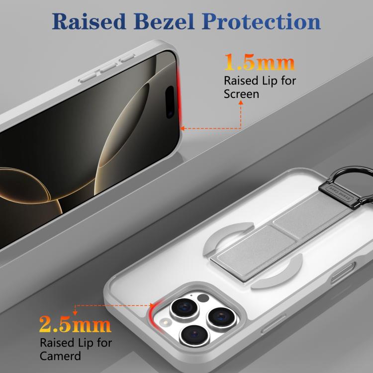 For iPhone 16 Pro Max Skin-Friendly D-Ring Holder Magnetic Shockproof Phone Case