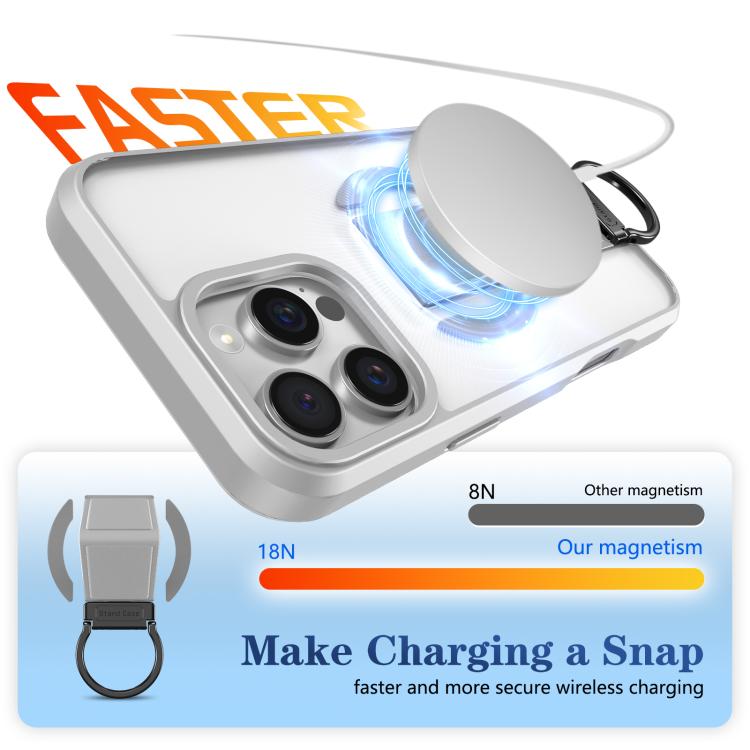 For iPhone 16 Pro Max Skin-Friendly D-Ring Holder Magnetic Shockproof Phone Case