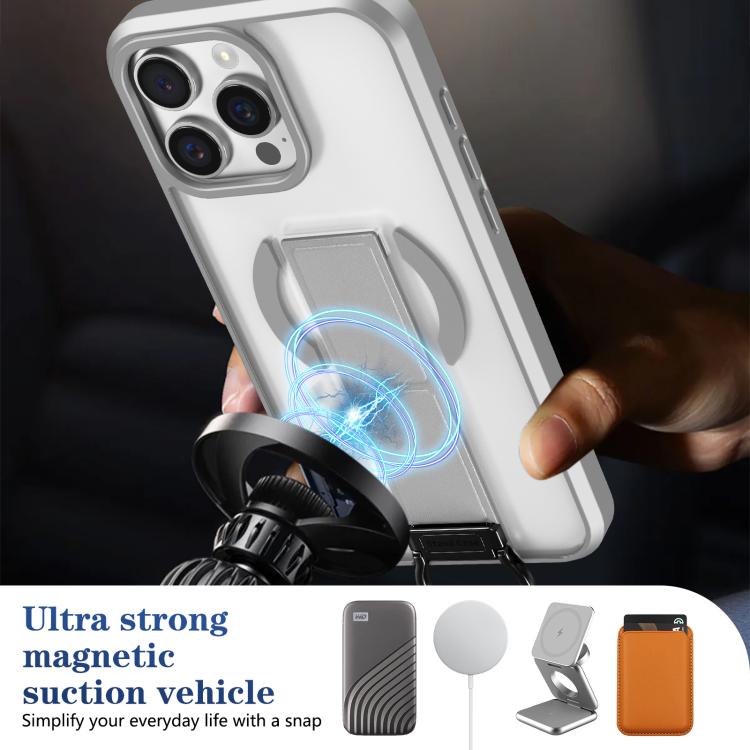 For iPhone 16 Pro Max Skin-Friendly D-Ring Holder Magnetic Shockproof Phone Case
