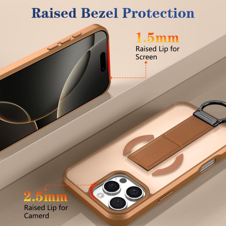 For iPhone 16 Pro Max Skin-Friendly D-Ring Holder Magnetic Shockproof Phone Case