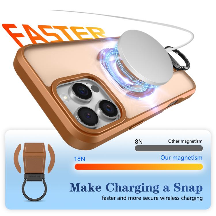 For iPhone 16 Pro Max Skin-Friendly D-Ring Holder Magnetic Shockproof Phone Case