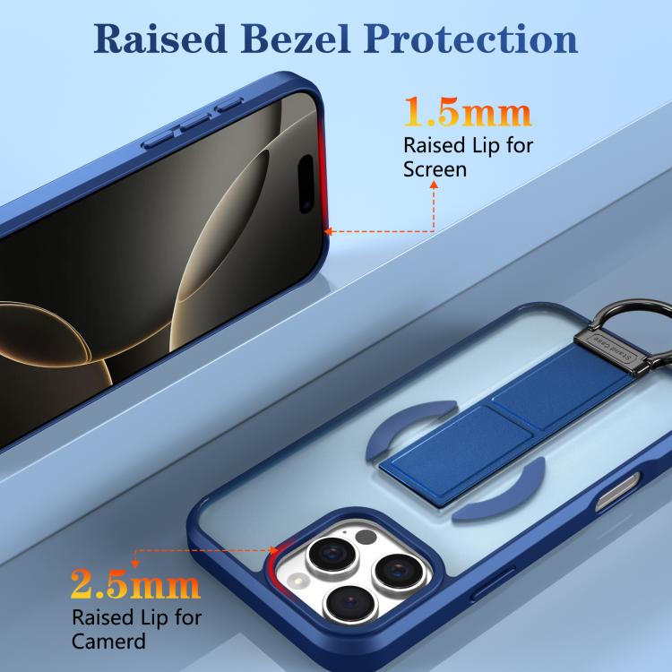 For iPhone 16 Pro Max Skin-Friendly D-Ring Holder Magnetic Shockproof Phone Case